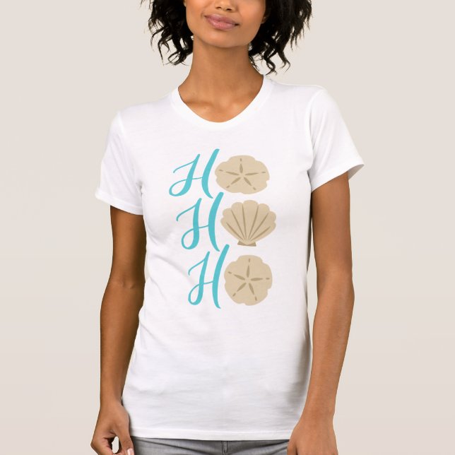 Ho Ho Ho Beach Juli Sand Dollar och Snäcka T Shirt (Framsida)