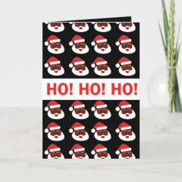 Ho Ho Ho Black Santa Greeting Card Tack Kort