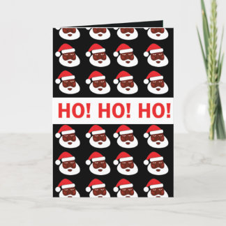 Ho Ho Ho Black Santa Greeting Card Tack Kort