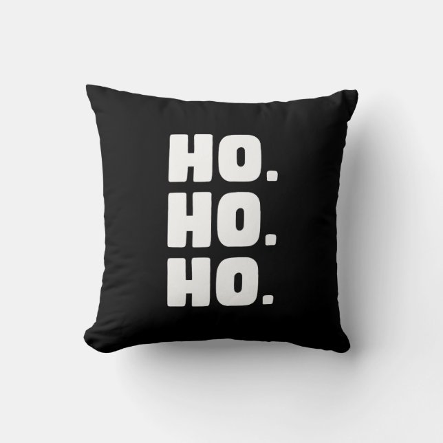 HO. HO. HO. Black & White With Buffalo Plaid Back Kudde (Framsida)