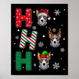 Ho Ho Ho Blue Heeler Hund Matching jultomten Poster