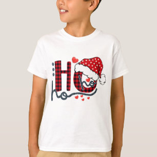 Ho ho Ho Buffalo Red Plade Santa Hat-Roligten T Shirt