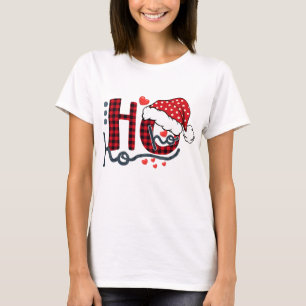 Ho ho Ho Buffalo Red Plade Santa Hat-Roligten T Shirt