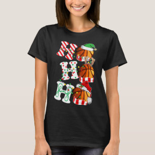 Ho Ho Ho Bysketbyll Ljus Santa Hat Reindeer Elf T Shirt