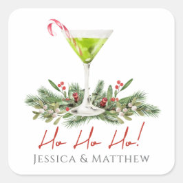 Ho Ho Ho Candy Cane Cocktail Martini Par Fyrkantigt Klistermärke