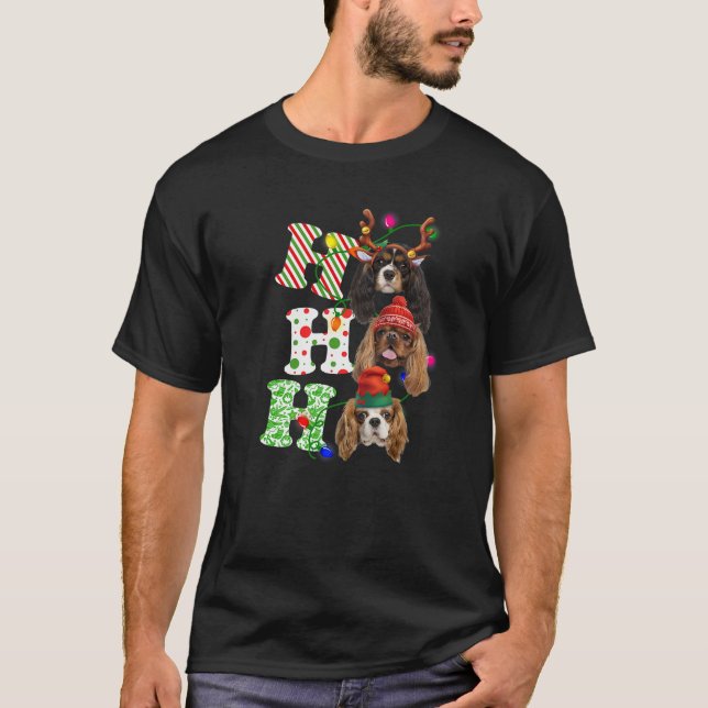 Ho Ho Ho Cavalier King Charles Spaniel Söt Jul T Shirt (Framsida)