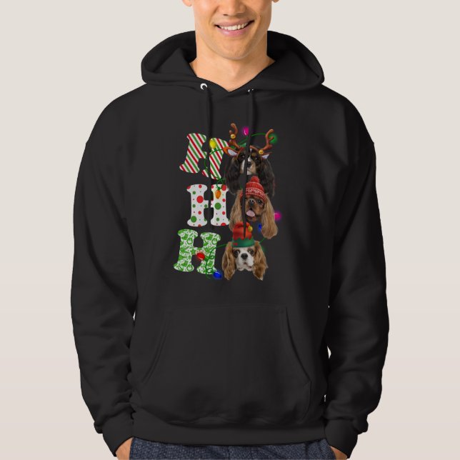 Ho Ho Ho Cavalier Kung Charles Spain Cute Jesus Hoodie (Framsida)