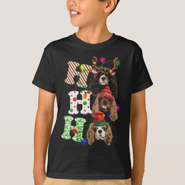 Ho Ho Ho Cavalier Kung Charles Spain Cute Jesus T Shirt (Framsida)