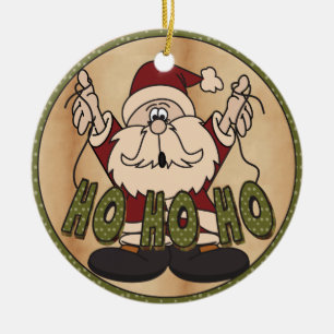Ho Ho Ho Chirstmas Santa Julgransprydnad Keramik