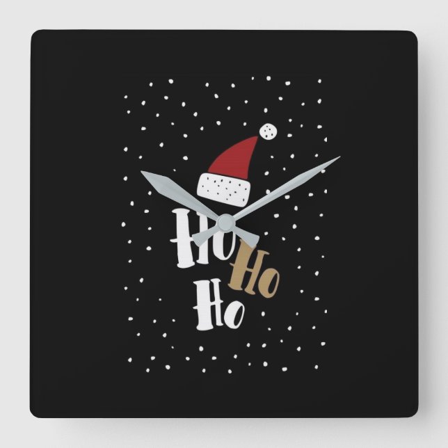 **HO HO HO CHRISTMAS* CLOCK FYRKANTIG KLOCKA (Framsida)
