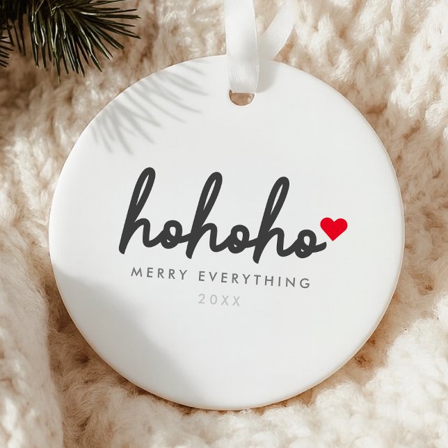 Ho Ho Ho | Christmas Heart Modern Minimalist Julgransprydnad Keramik (Skapare uppladdad)