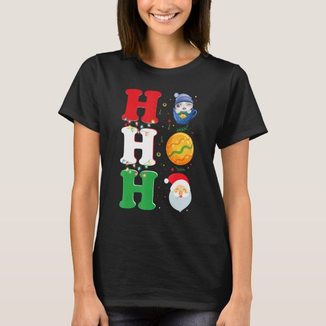 Ho Ho Ho Christmas Santa Hat Xmas PJ T Shirt (Framsida)