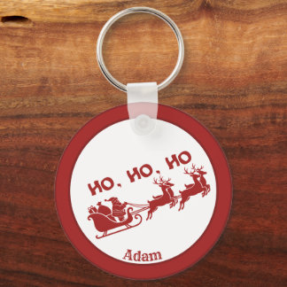 HO,HO,HO Christmas Santa Sleigh With Reindeer Nyckelring