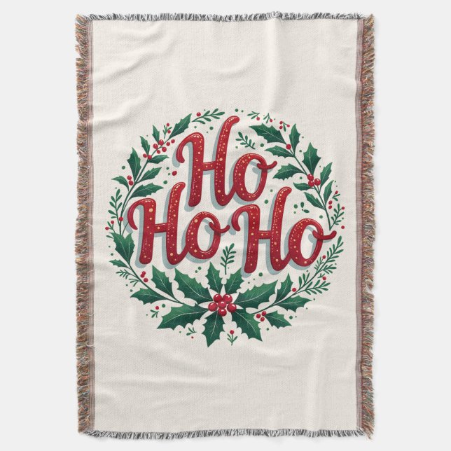 Ho Ho Ho Christmas Wreath Typography Design Filt (Framsidan Vertikal)