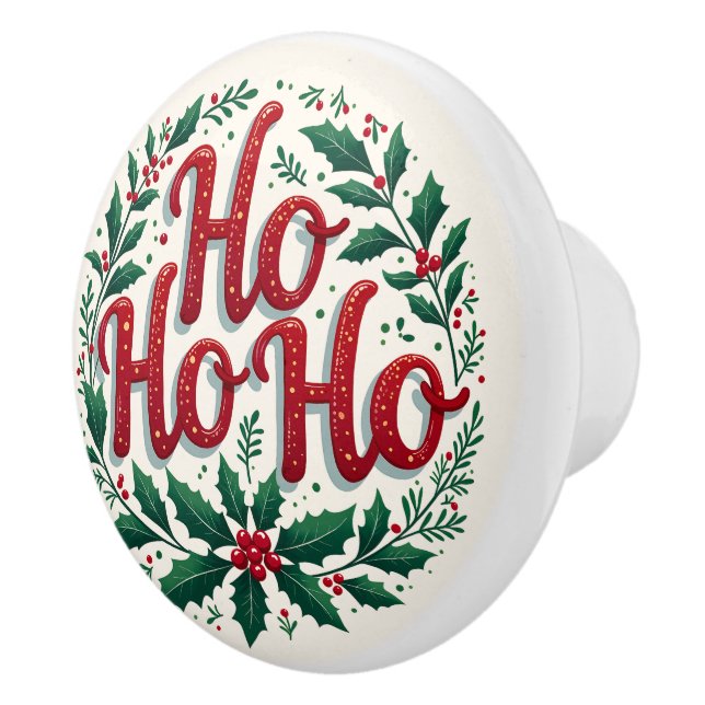Ho Ho Ho Christmas Wreath Typography Design Knopp (Höger)