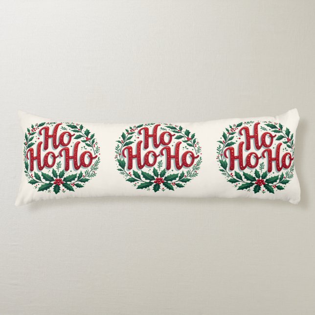 Ho Ho Ho Christmas Wreath Typography Design Kroppskudde (Framsidan)
