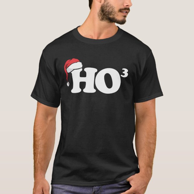 Ho Ho Ho Cubed  Christmas Santa Claus T Shirt (Framsida)