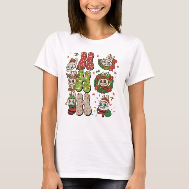 Ho Ho Ho Cute Christmas Monster Characters Tee (Framsida)
