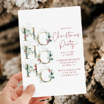Ho Ho Ho Elegant Red Grönt Guld jul Party Inbjudningar<br><div class="desc">Den här samlingen har guld- och grönaktig grafik i elegant,  med en botanisk guld mönster tillbaka på vintern.</div>