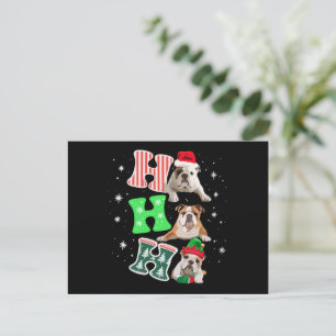 Ho Ho Ho Engelsk Bulldog Santa Ren Jul Helg Vykort