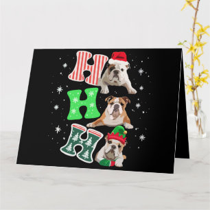 Ho Ho Ho Engelsk Bulldog Santa Ren Jul Kort