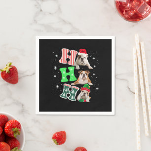 Ho Ho Ho Engelsk Bulldog Santa Ren Jul  Pappersservett