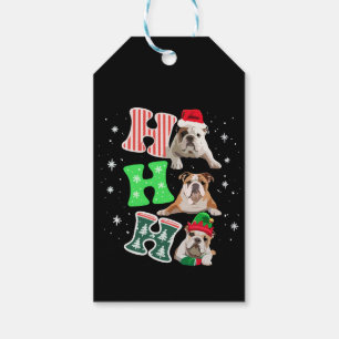 Ho Ho Ho Engelsk Bulldog Santa Ren Jul Presentetikett