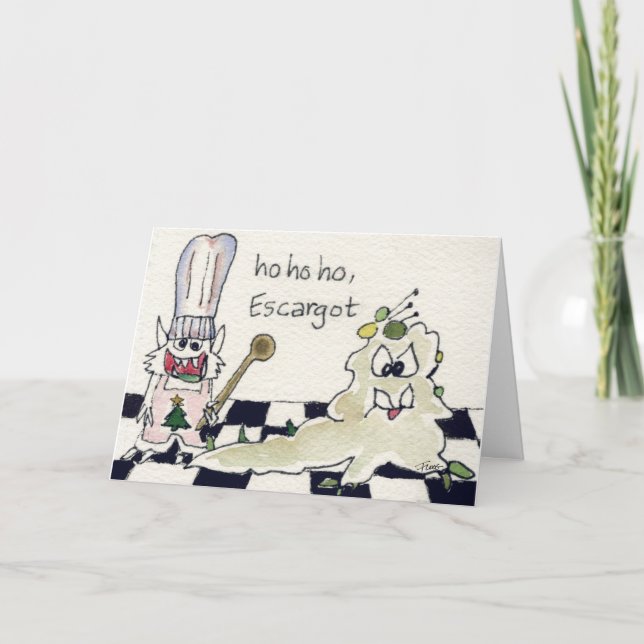 Ho Ho Ho Escargot kryddat hälsninghelgdagkort Helgkort (Framsida)