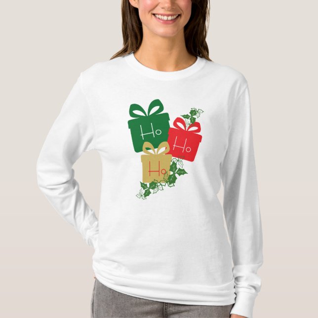 Ho ho ho Färgglatt Present T Shirt (Framsida)