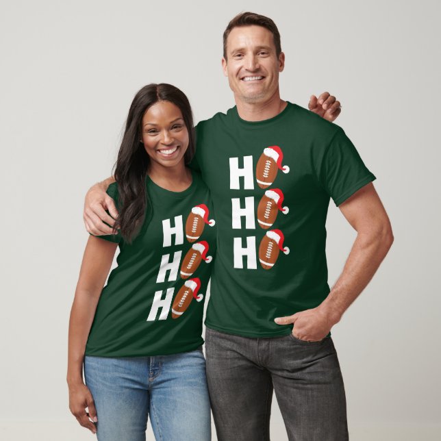 Ho Ho Ho Football | Funny Christmas Season Humor T Shirt (Unisex)