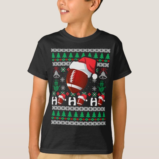 HO HO HO-fotbollen Ugly jul Sweater Santa Hat T Shirt (Framsida)