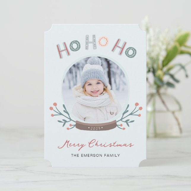 Ho Ho Ho Foto Julkort (Stående Fram)