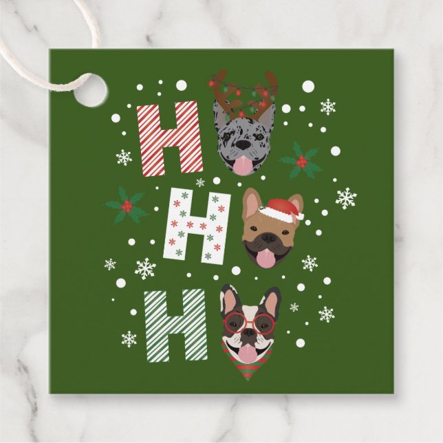 Ho Ho Ho Fransk Bulldog God jul Gåvor Etiketter (Framsida)