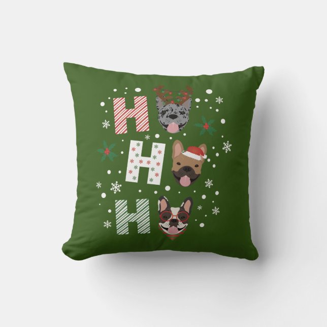 Ho Ho Ho Fransk Bulldog God jul Kudde (Framsida)