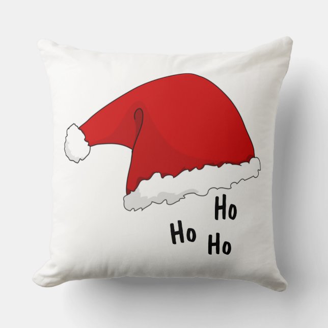 Ho ho ho Funny Cute Santa Red and white julafton Kudde (Framsida)