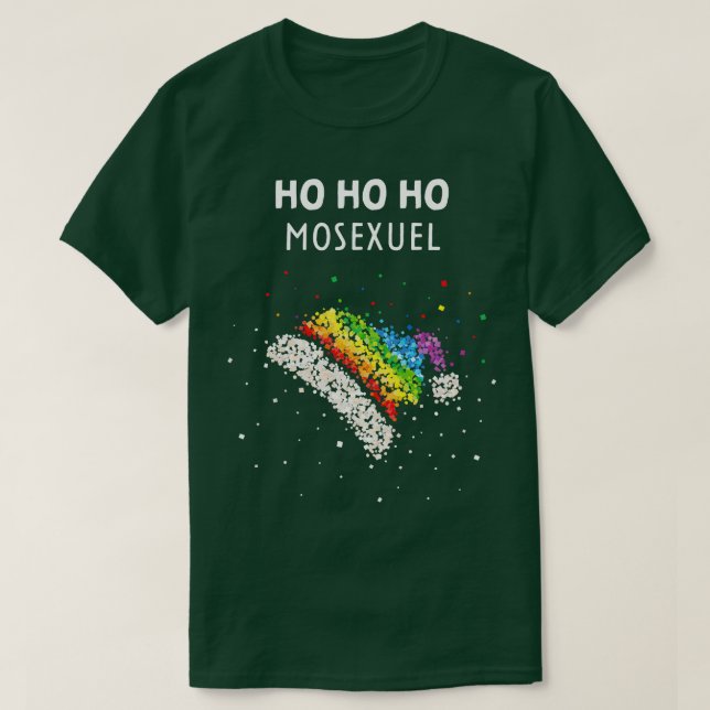 Ho Ho Ho Gay Santa Hat Rainbow Pride T Shirt (Design framsida)