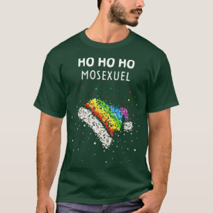 Ho Ho Ho Gay Santa Hat Rainbow Pride T Shirt