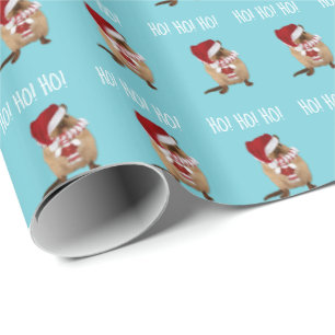 Ho! Ho! Ho! Gerbil i den Santa hatten, scarfen och Presentpapper