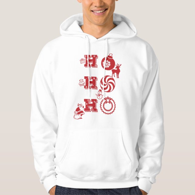 Ho Ho Ho Glatt jultomten Laugh Hoodie (Framsida)