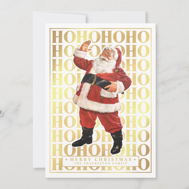 Ho Ho Ho God jul Cards Faux Gold Foil Inbjudningar (Framsida)