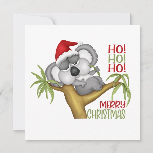 Ho Ho Ho God jul Koala Julkort (Framsida)