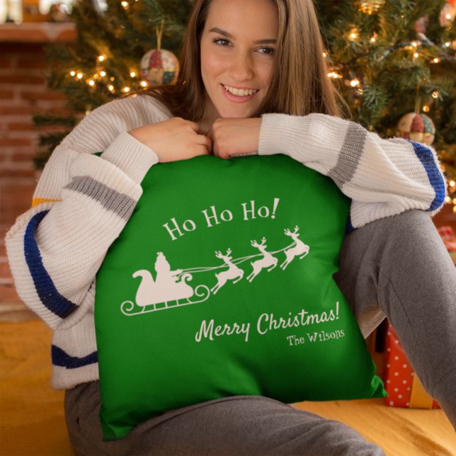 Ho Ho Ho God jul med Santa, Grönt Kudde (Skapare uppladdad)