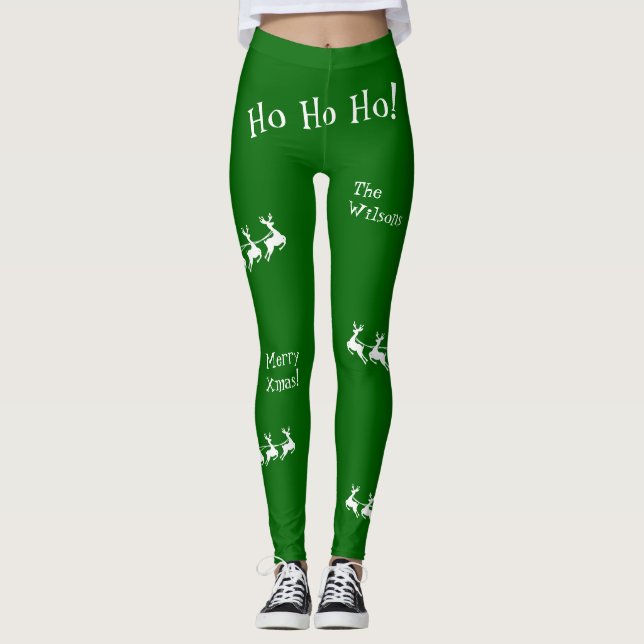 Ho Ho Ho God jul med Santa, Grönt Leggings (Framsida)