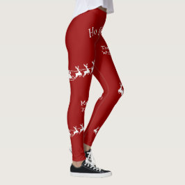 Ho Ho Ho God jul med Santa, Red Leggings