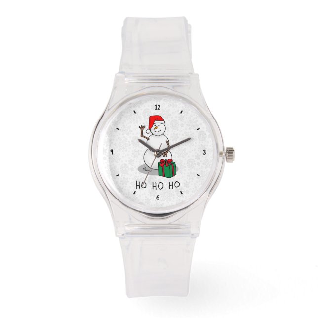 Ho Ho Ho God jul Santa Cute Snögubbe Armbandsur (Framsida)
