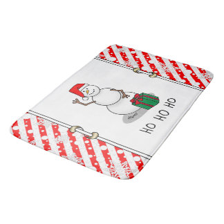 Ho Ho Ho God jul Santa Cute Snögubbe Badrumsmatta