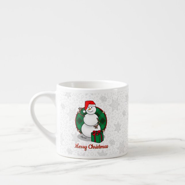 Ho Ho Ho God jul Santa Cute Snögubbe Espressomugg (Vänster)