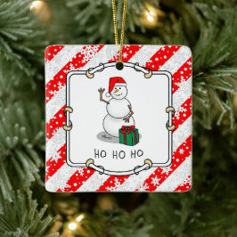 Ho Ho Ho God jul Santa Cute Snögubbe Julgransprydnad Keramik