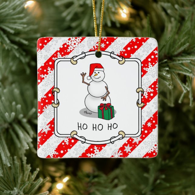 Ho Ho Ho God jul Santa Cute Snögubbe Julgransprydnad Keramik (Träd)