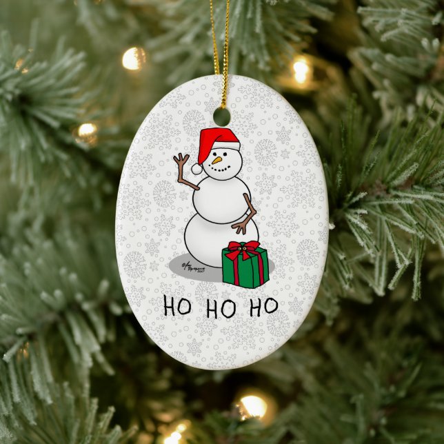 Ho Ho Ho God jul Santa Cute Snögubbe Julgransprydnad Keramik (Träd)